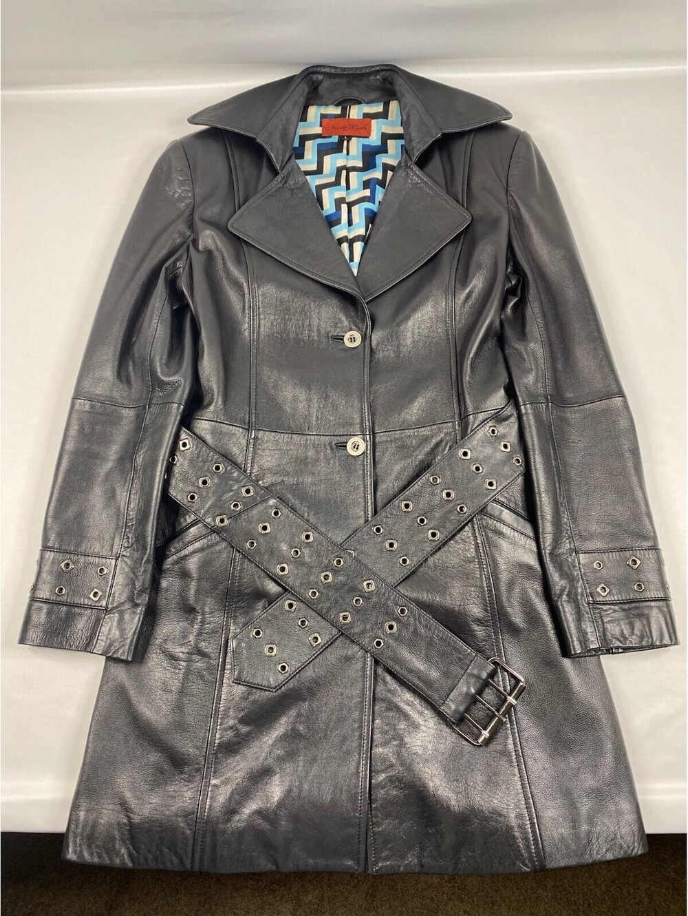 Vintage Nicola Berti Italian Leather  Women's knee-length Trench Coat  Size L